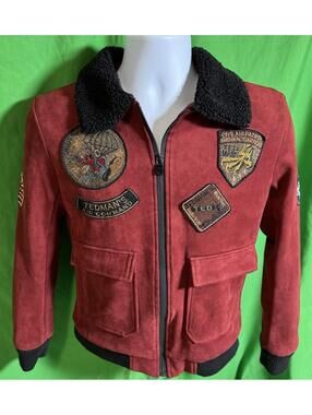 Tedman’s Air Command Red Suede Flight Style Jacket Seattle Jet City Size Small